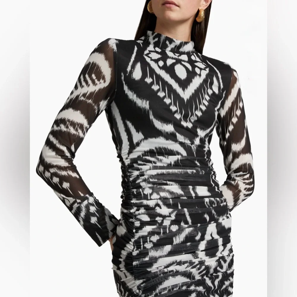 Farm Rio Ikat Ruched Tulle Midi-Dress - size XSmall - NWT - Picture 14 of 14